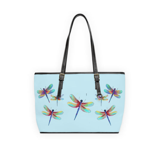 Dragonflies in Blue PU Leather Shoulder Bag
