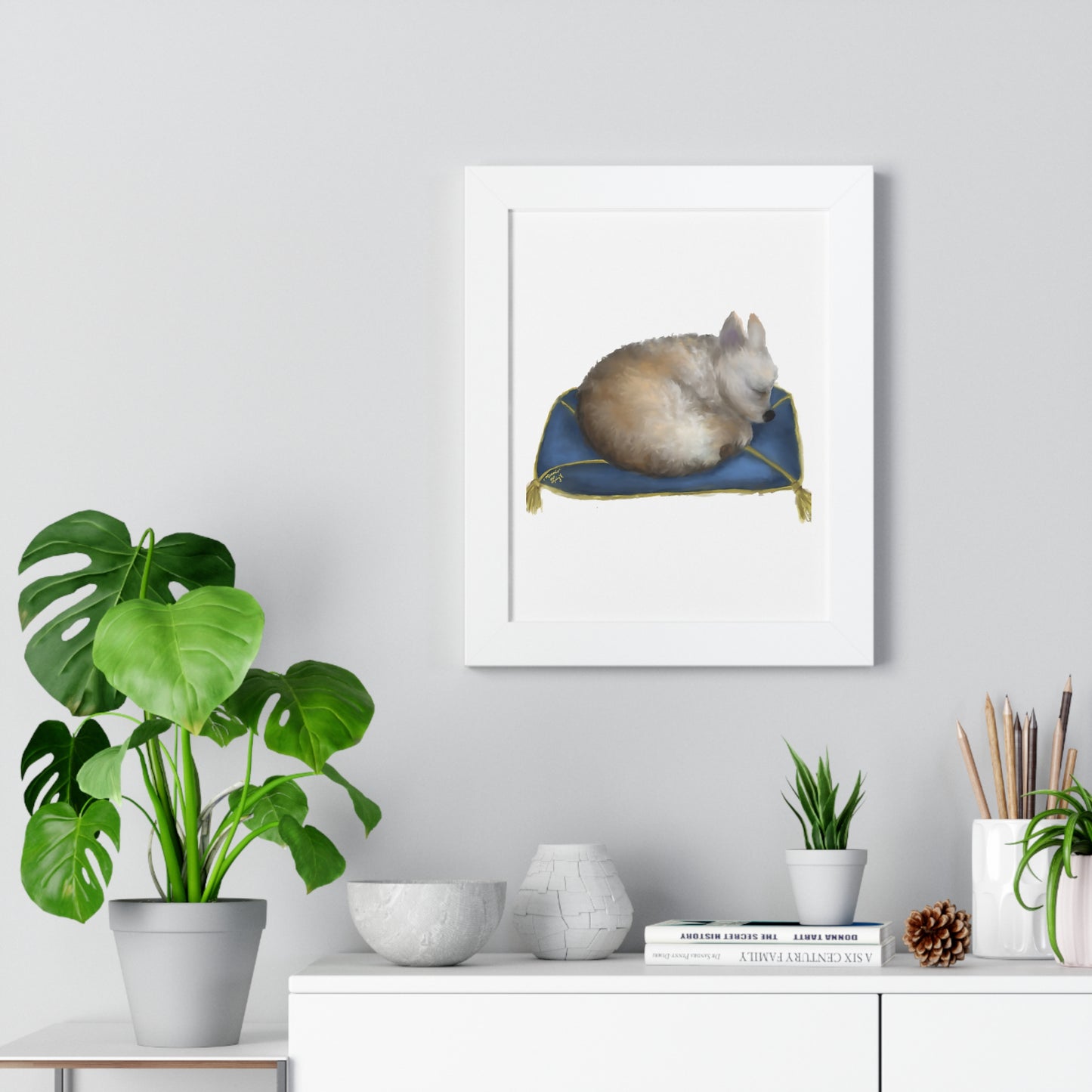 Sleeping Beauty Framed Vertical Poster - Calming Home Decor for Dog Lovers