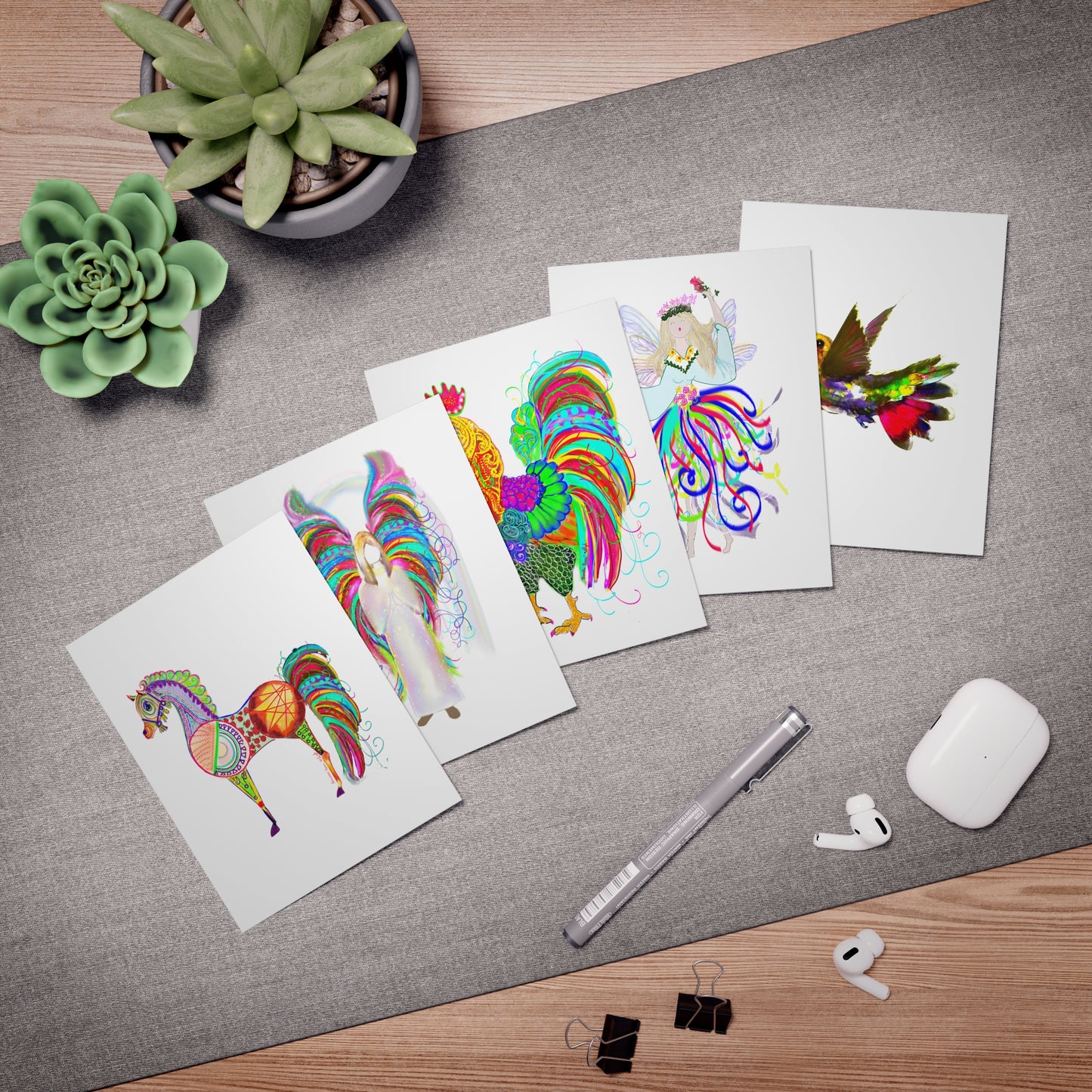 Color Dance Note Cards in White (5-Pack)