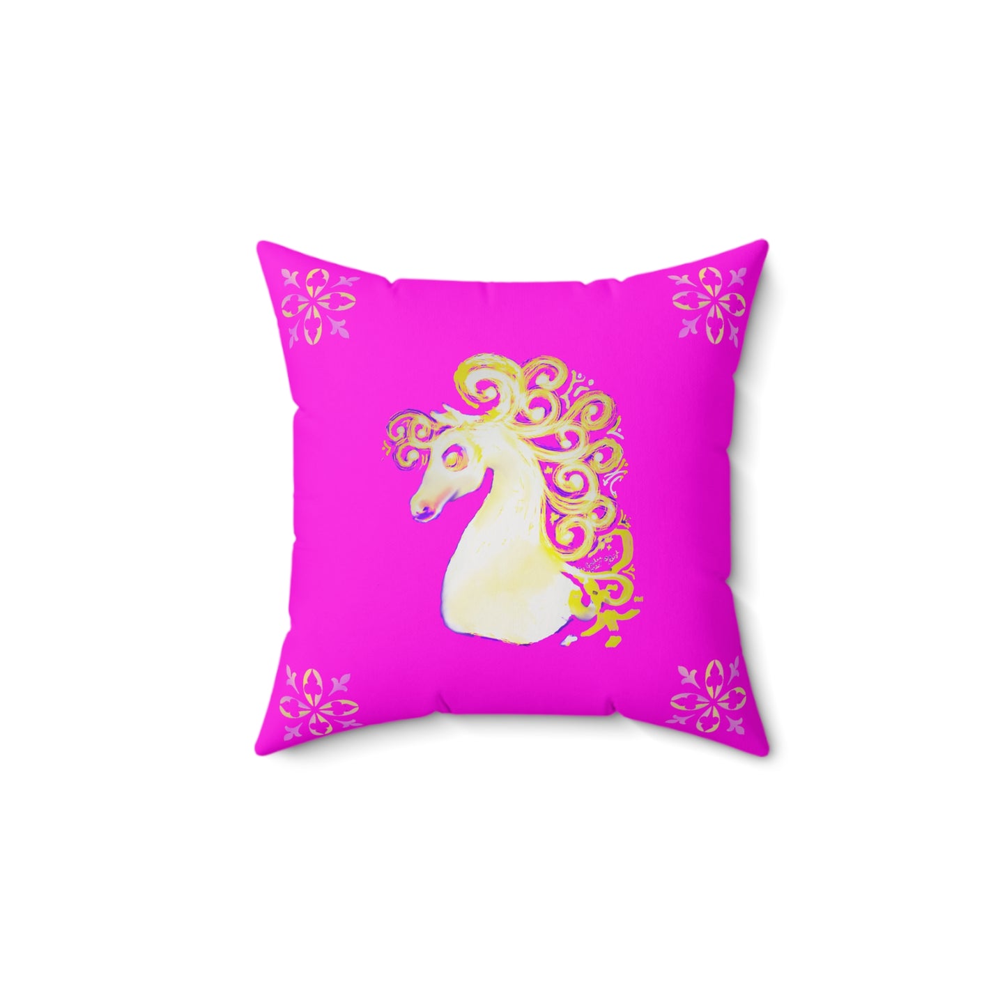Storytime - Magical Horse Pink Square Pillow