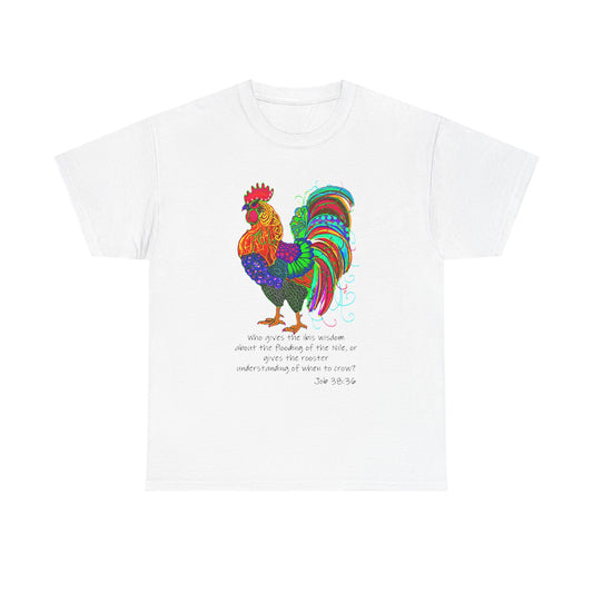 Colorful Rooster Unisex Heavy Cotton Tee - Inspirational Design for Everyday Wear