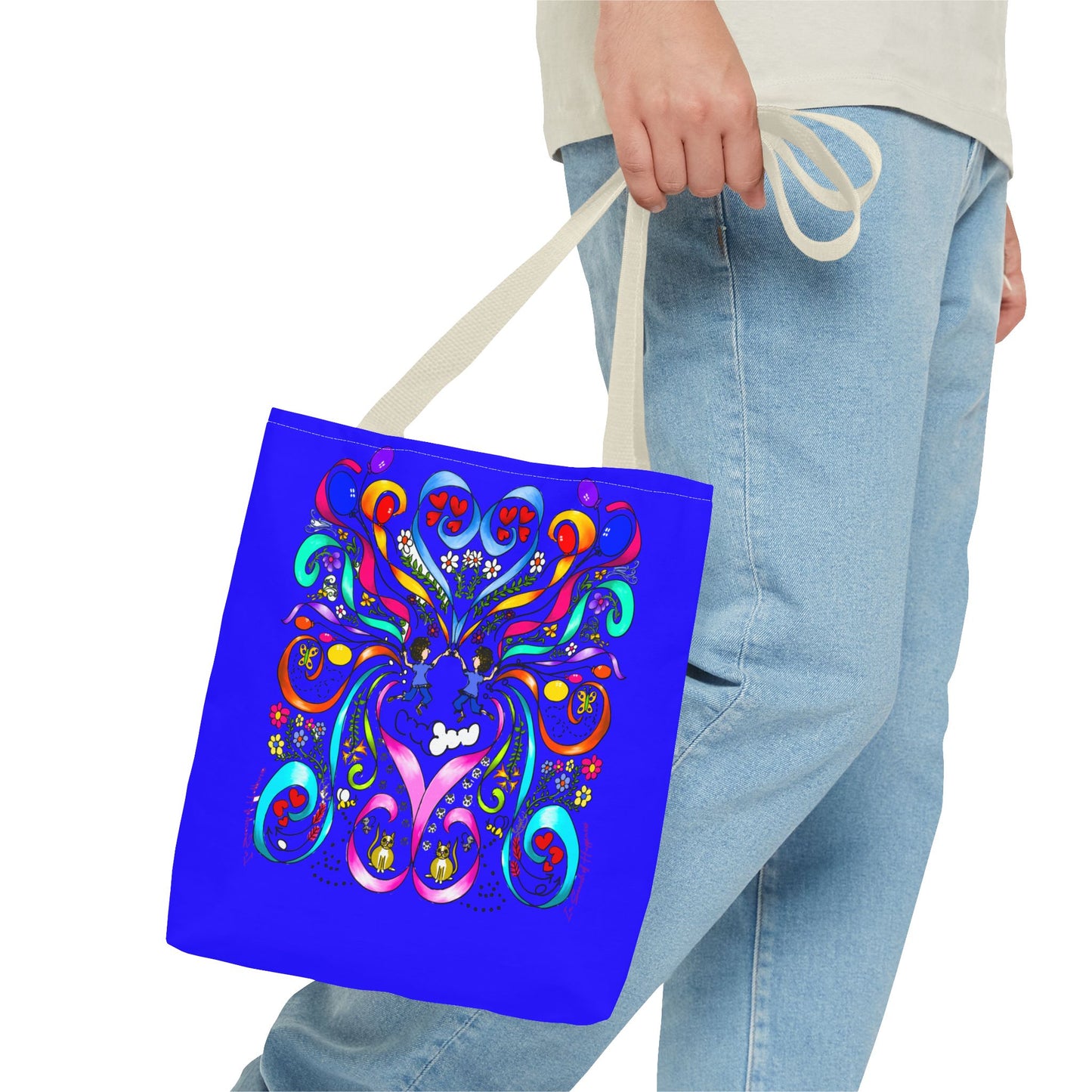 Vibrant Floral Tote Bag, Colorful Shopping Bag, Reusable Grocery Tote, Art Print Carry-All, Eco-Friendly Gift Bag