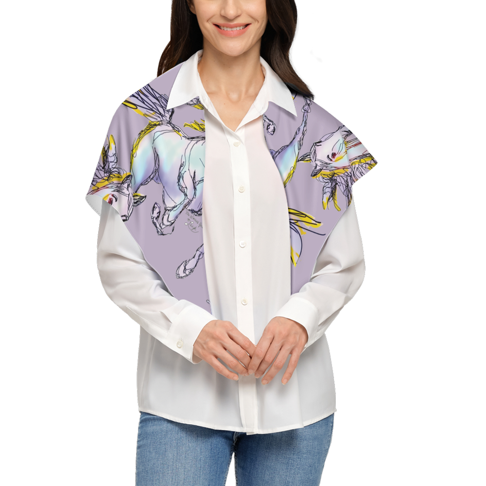 The Warrior's Horse - Mauve - Luxury Silky-like Square Scarf-Wrinkle-Free
