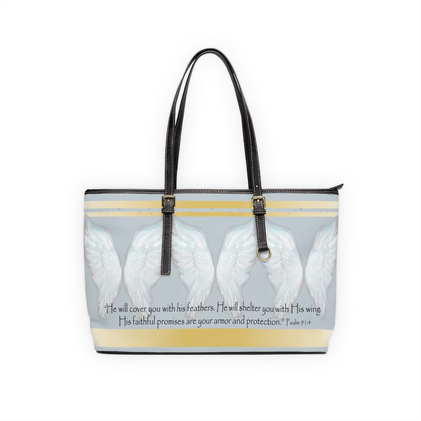 Inspirational PU Leather Shoulder Bag with Angel Wings and Bible Verse