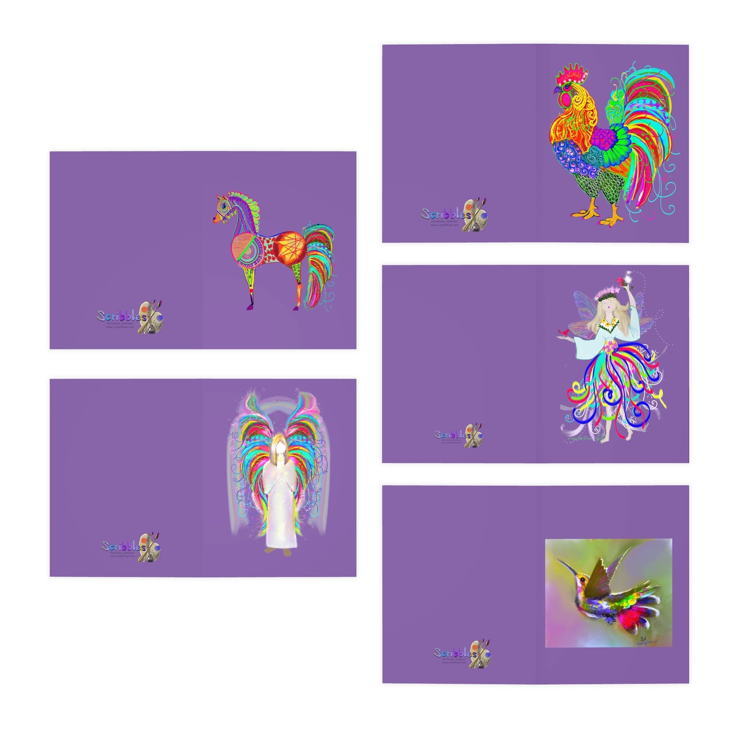 Dancing Colors Note Cards (5-Pack-Purple)