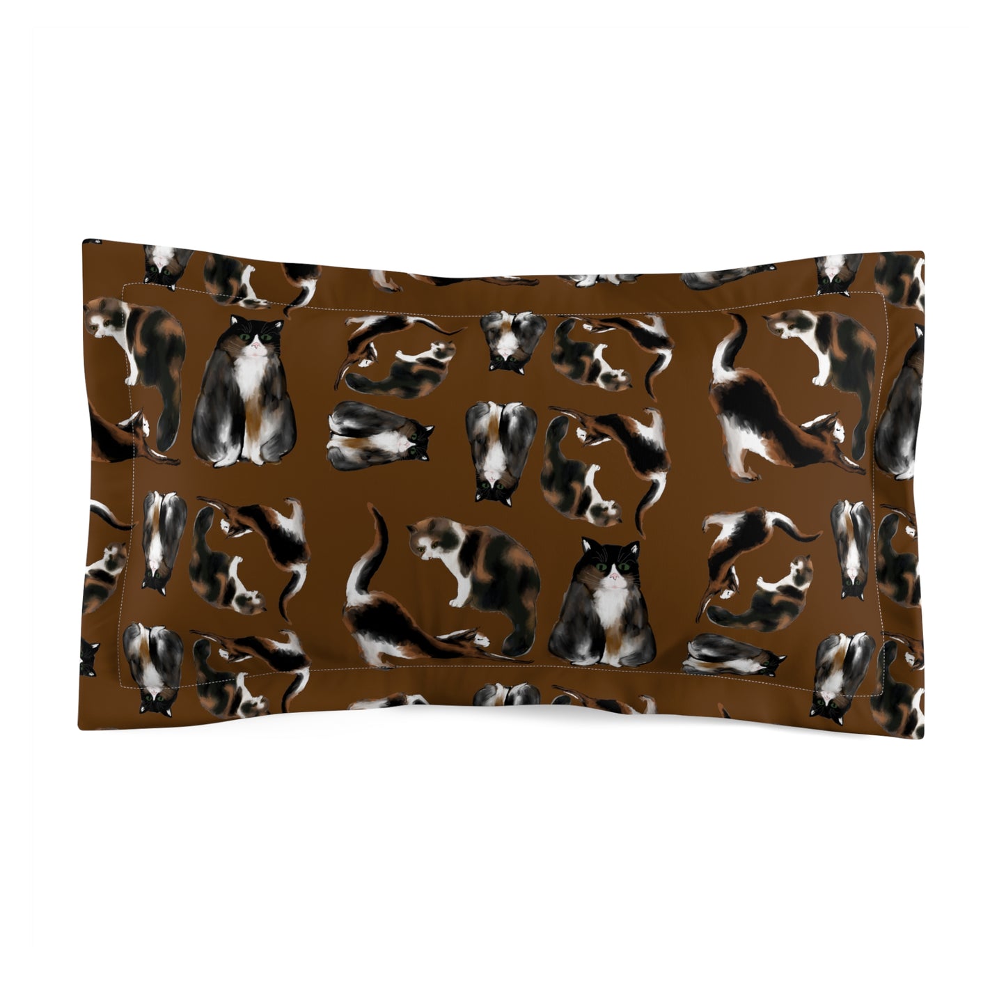 Scribble Cats - Microfiber Pillow Sham - Brown - 2 sizes