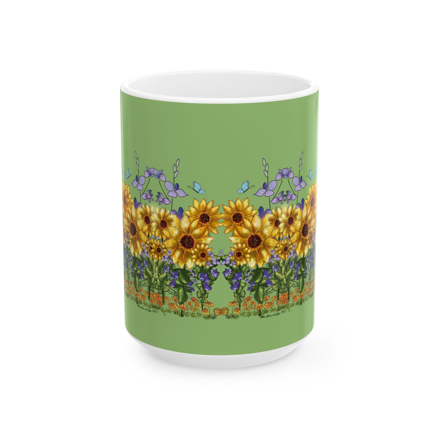 Golds, Larks, and Suns Garden Ceramic Mug, Floral Coffee Cup, Home Decor, Gift for Nature Lovers, Spring Drinkware, Tea Lover's Gift