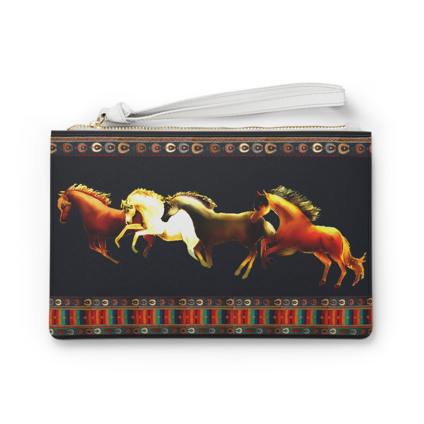 Dawn Treaders Blue Horse Clutch Bag - Stylish Accessory for Horse Lovers