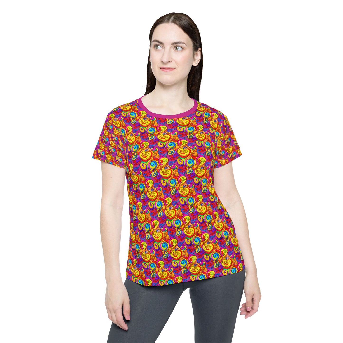 PEACE & LOVE - PINK Women's Sports Jersey (AOP)