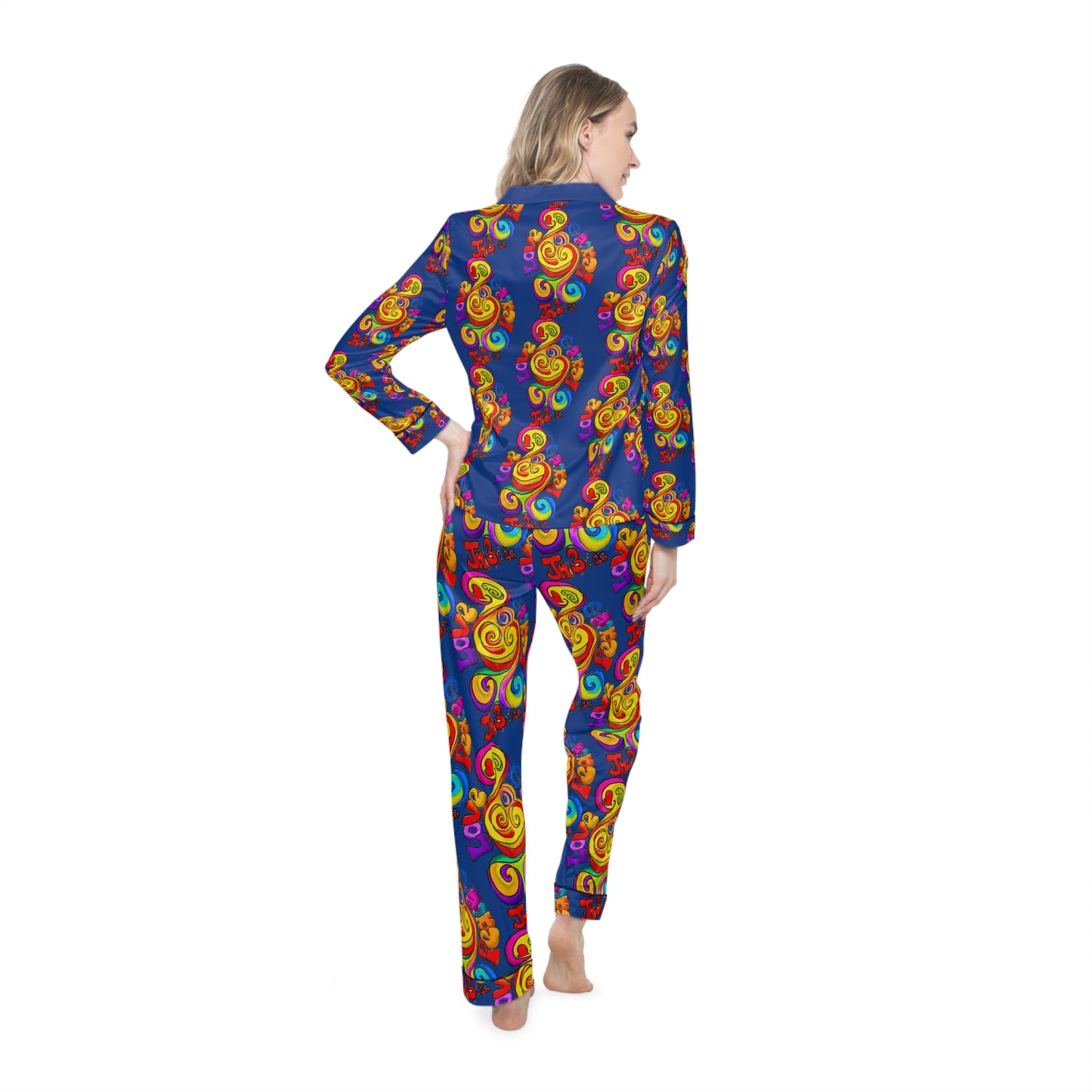 Peace and Love Women's Satin Pajamas (AOP)