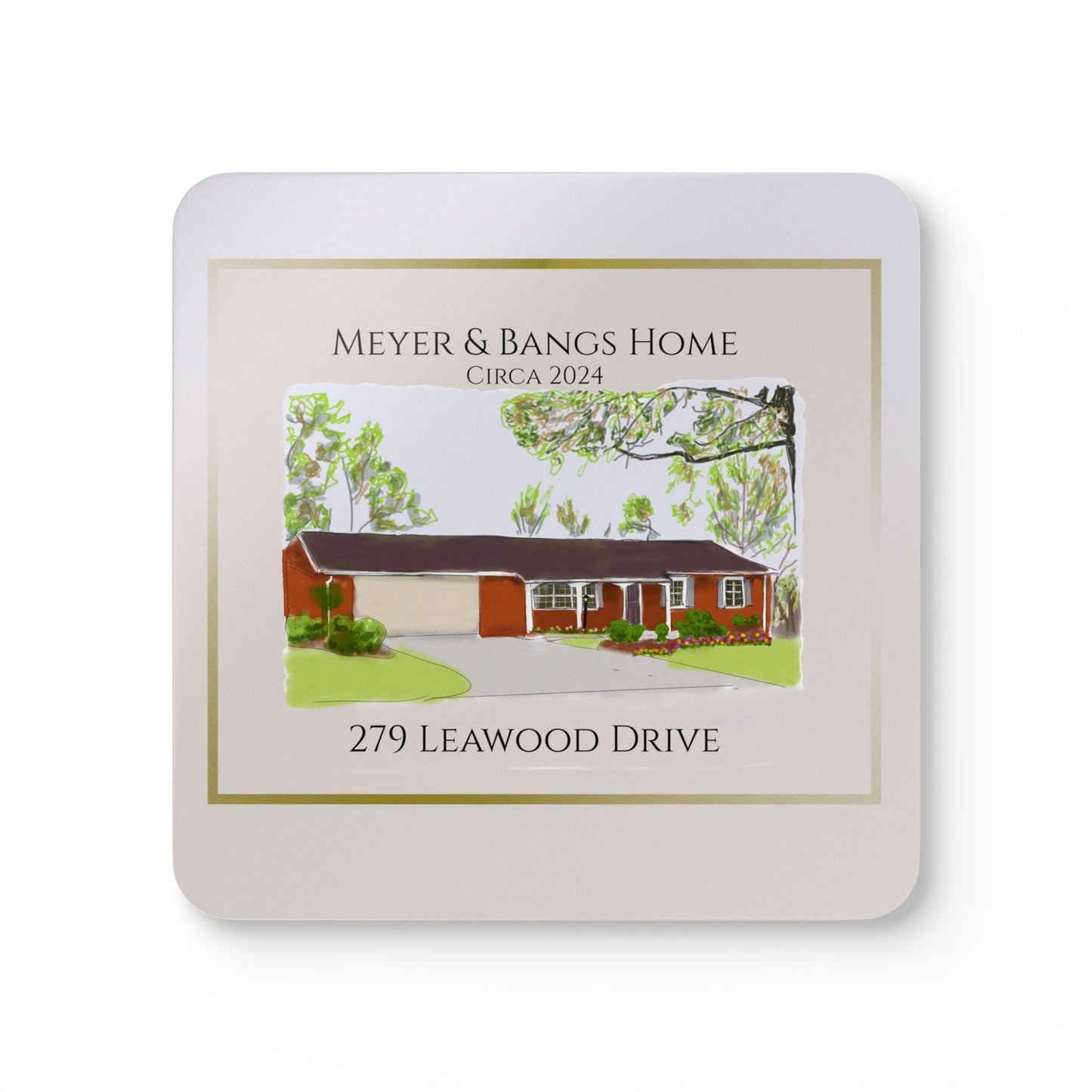 Personalized Corkwood Coaster Set - Custom Home Design