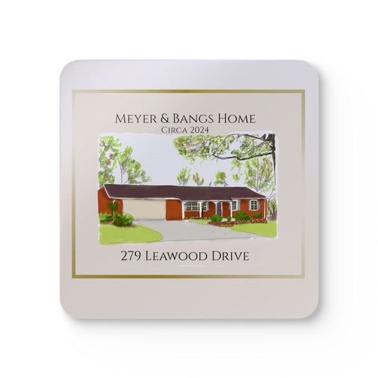 Personalized Corkwood Coaster Set - Custom Home Design
