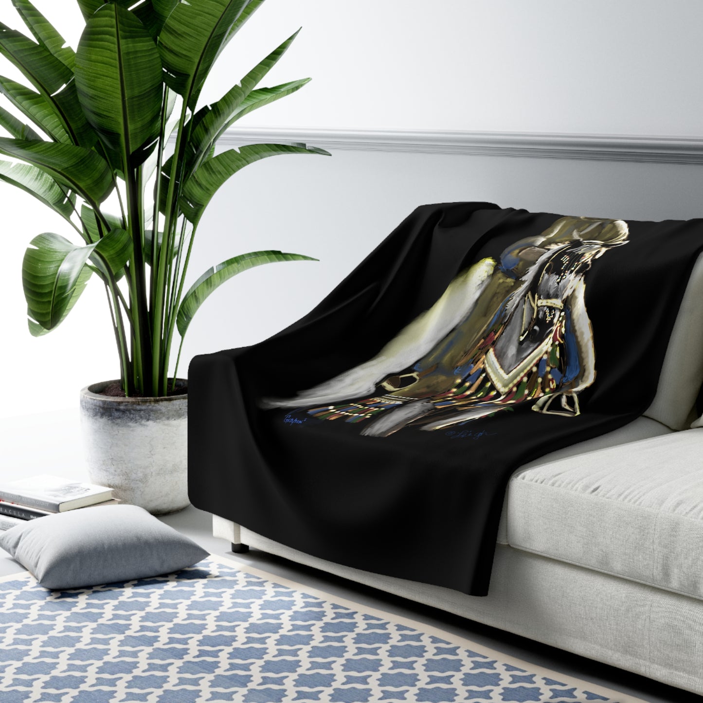Native Desert Horse - Sherpa Fleece Blanket