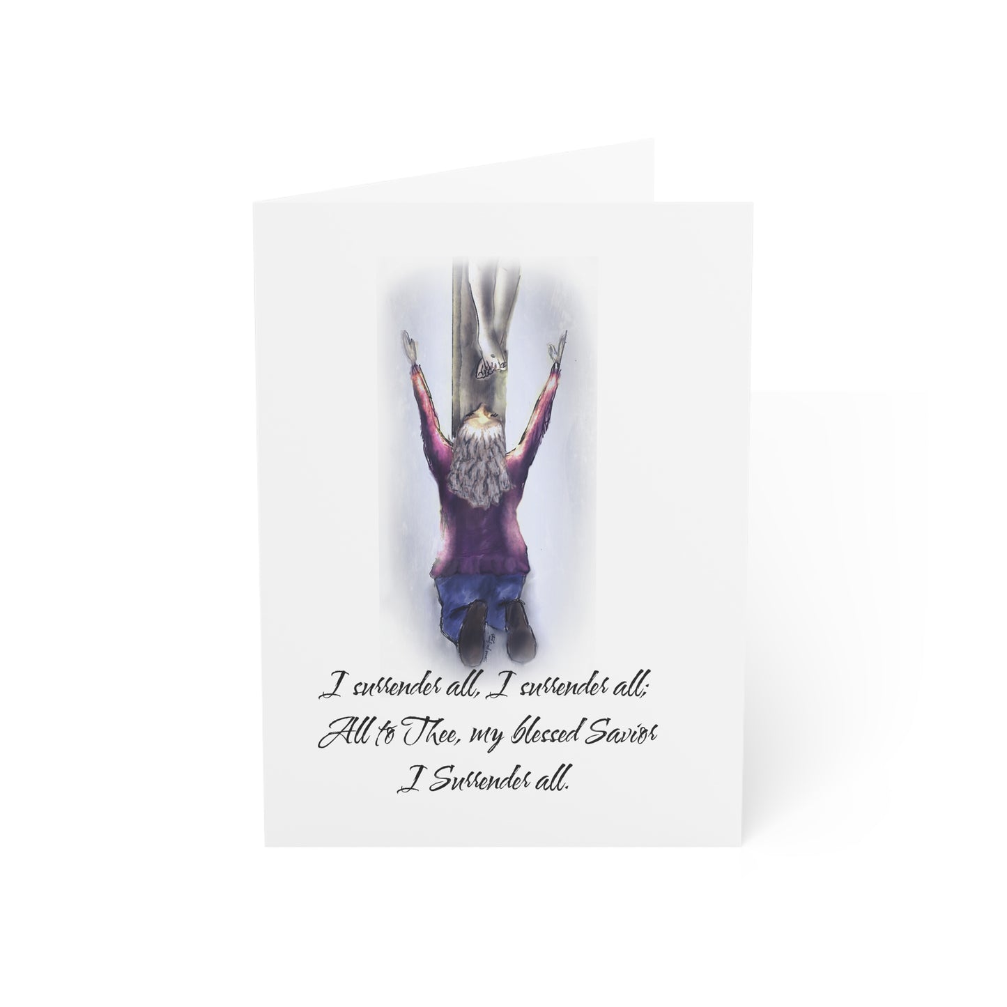 I Surrender - white - Spiritual Greeting Cards – Inspirational Cards for All Occasions, Encouragement, Love, Thank You, Sympathy, 1-50 Packs