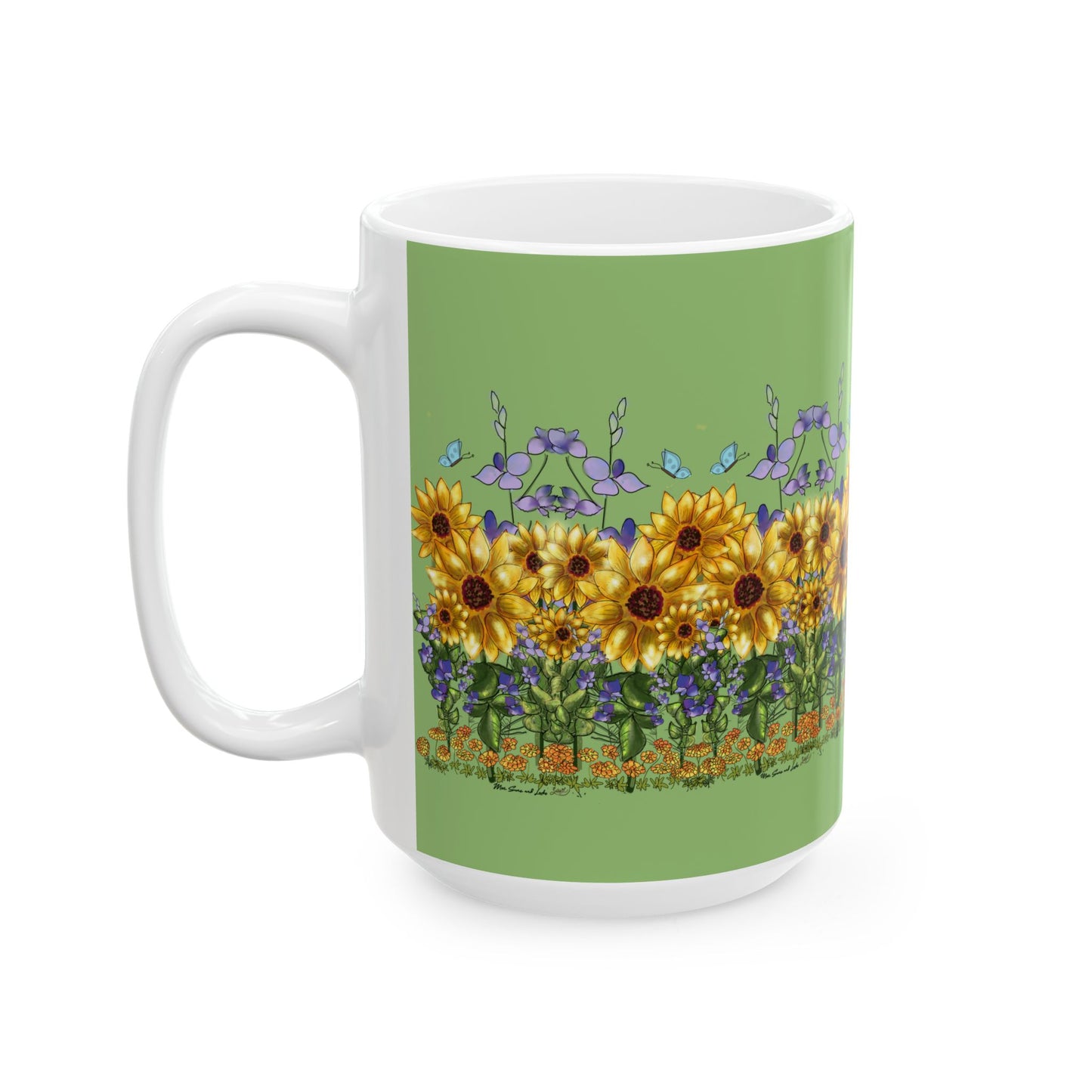 Golds, Larks, and Suns Garden Ceramic Mug, Floral Coffee Cup, Home Decor, Gift for Nature Lovers, Spring Drinkware, Tea Lover's Gift