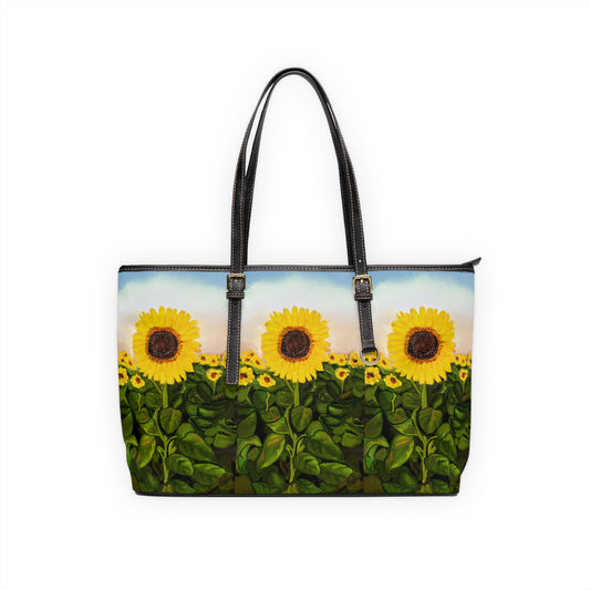 Vibrant Sunflower PU Leather Shoulder Bag - Stylish & Eco-Friendly Tote
