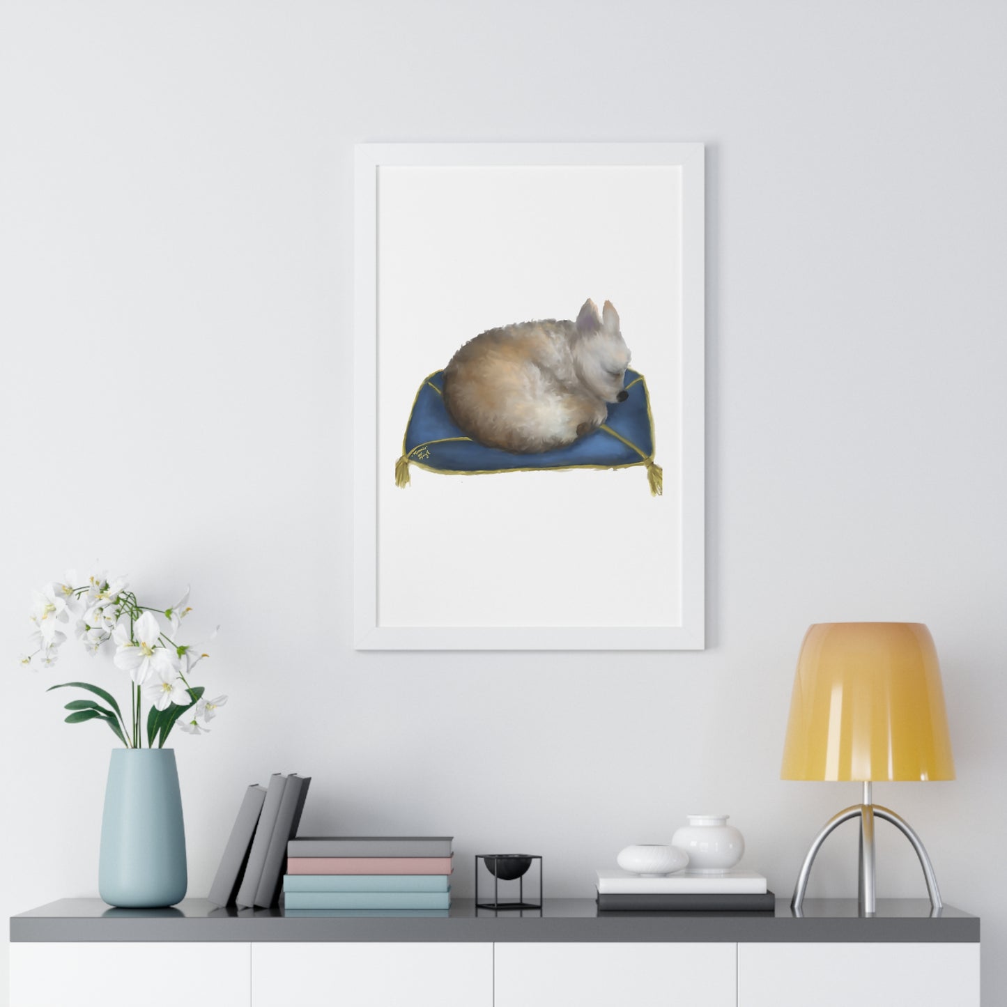 Sleeping Beauty Framed Vertical Poster - Calming Home Decor for Dog Lovers