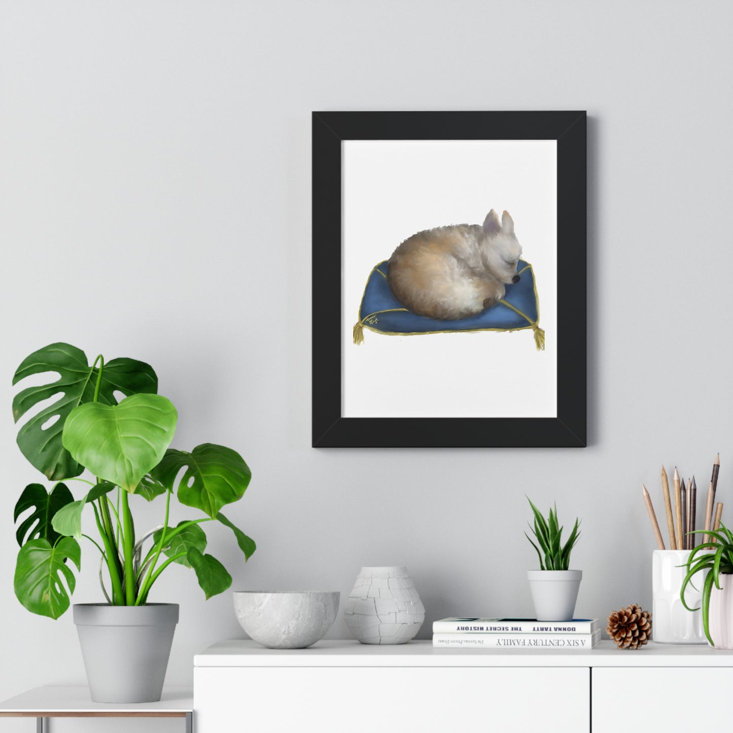 Sleeping Beauty Framed Vertical Poster - Calming Home Decor for Dog Lovers