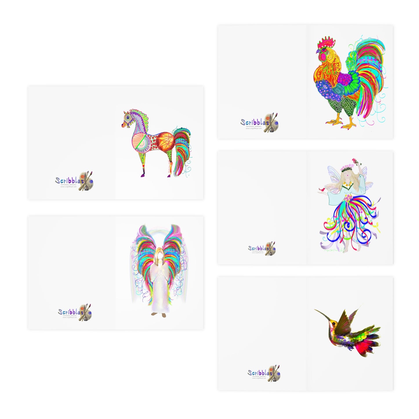 Color Dance Note Cards in White (5-Pack)