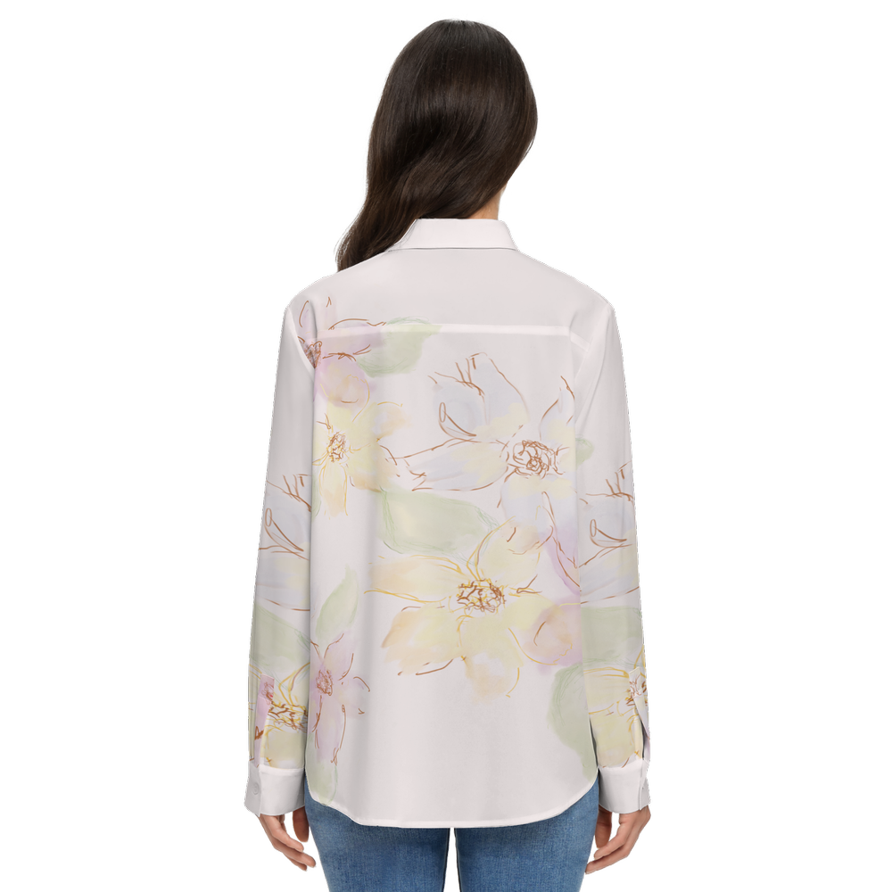 Women's Classic Long Sleeve Button-Up Shirt Silky-like Elegance