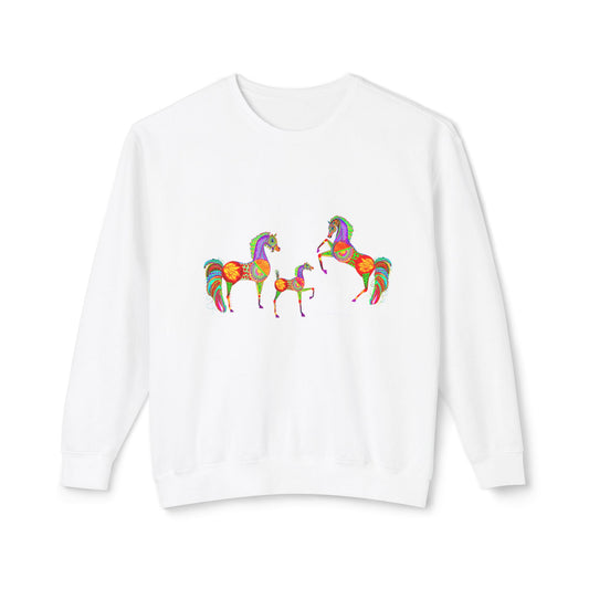 Colorful Arabian Horses Sweatshirt for Animal Lovers