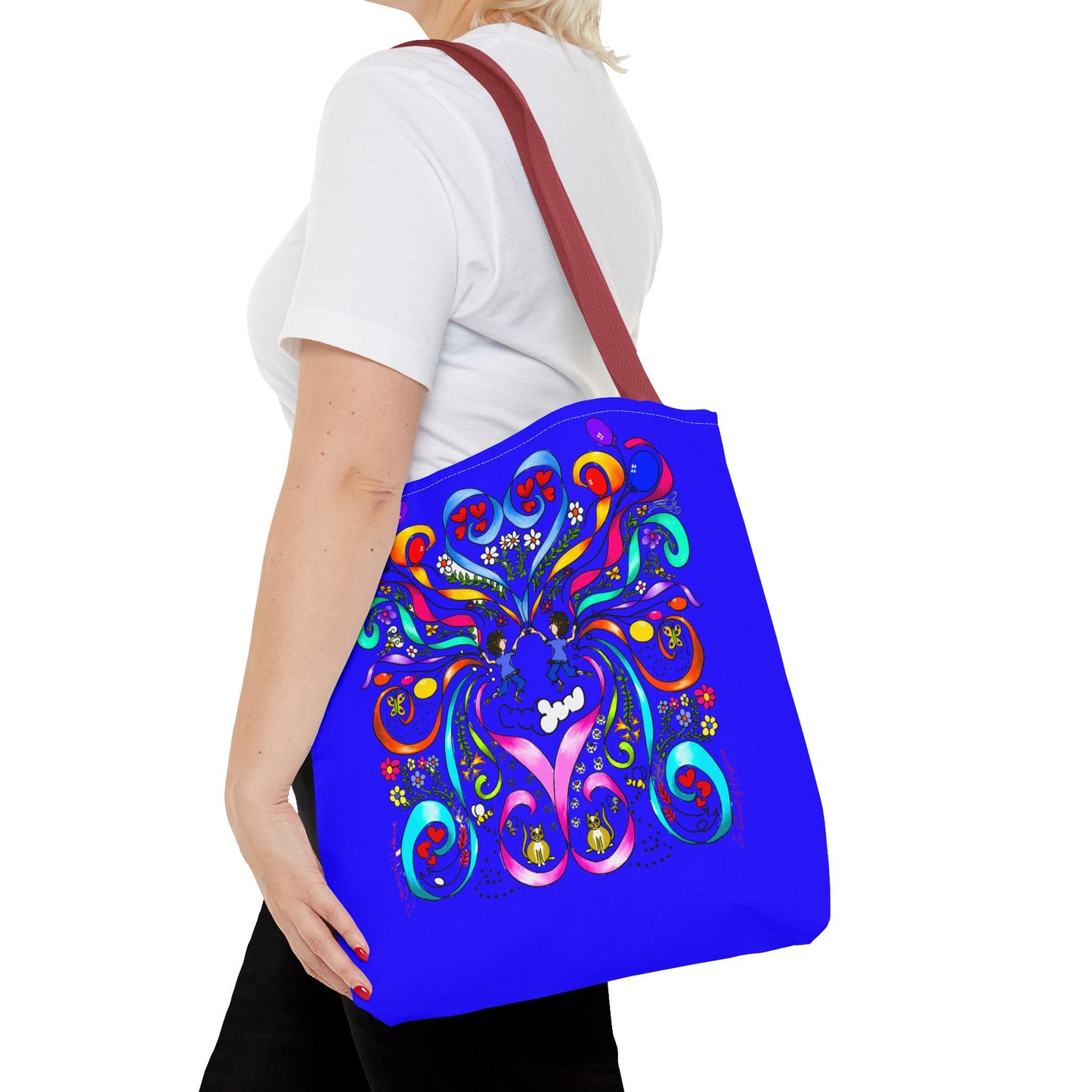 Vibrant Floral Tote Bag, Colorful Shopping Bag, Reusable Grocery Tote, Art Print Carry-All, Eco-Friendly Gift Bag