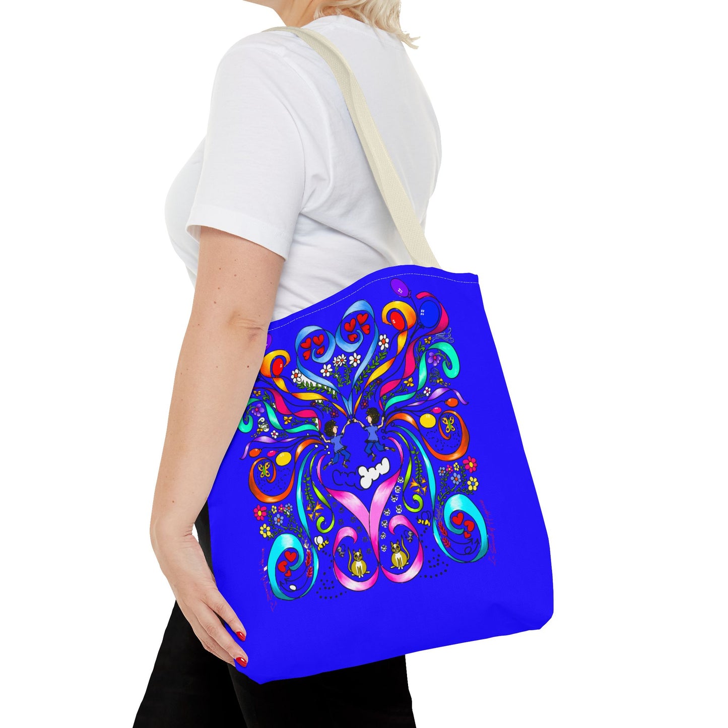 Vibrant Floral Tote Bag, Colorful Shopping Bag, Reusable Grocery Tote, Art Print Carry-All, Eco-Friendly Gift Bag