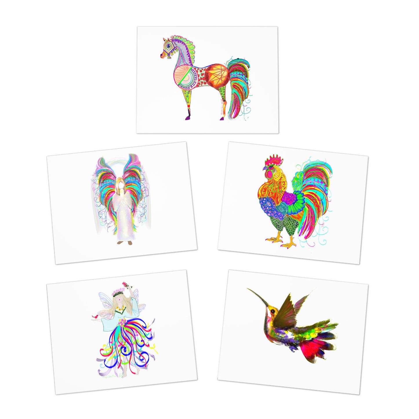 Color Dance Note Cards in White (5-Pack)
