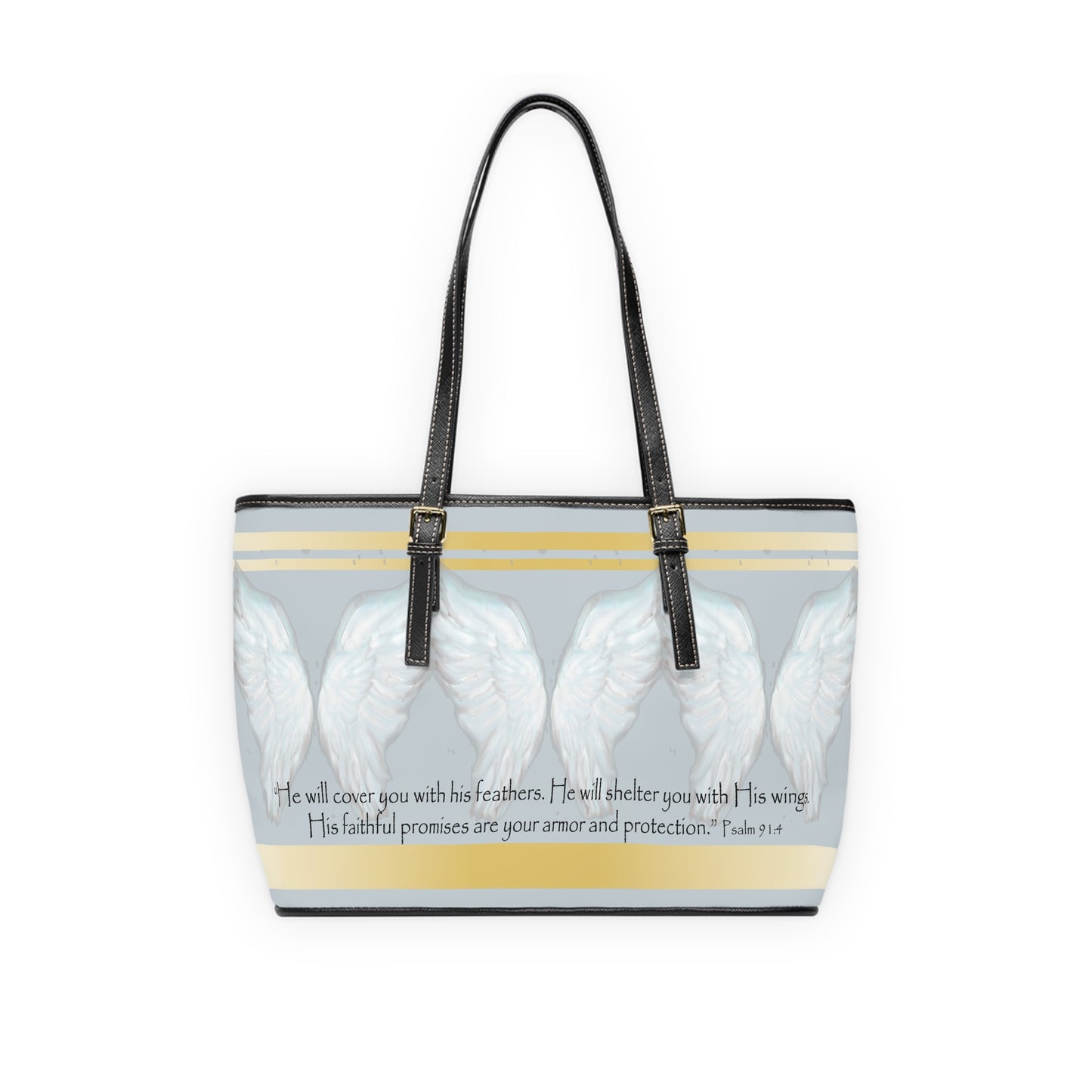 Inspirational PU Leather Shoulder Bag with Angel Wings and Bible Verse
