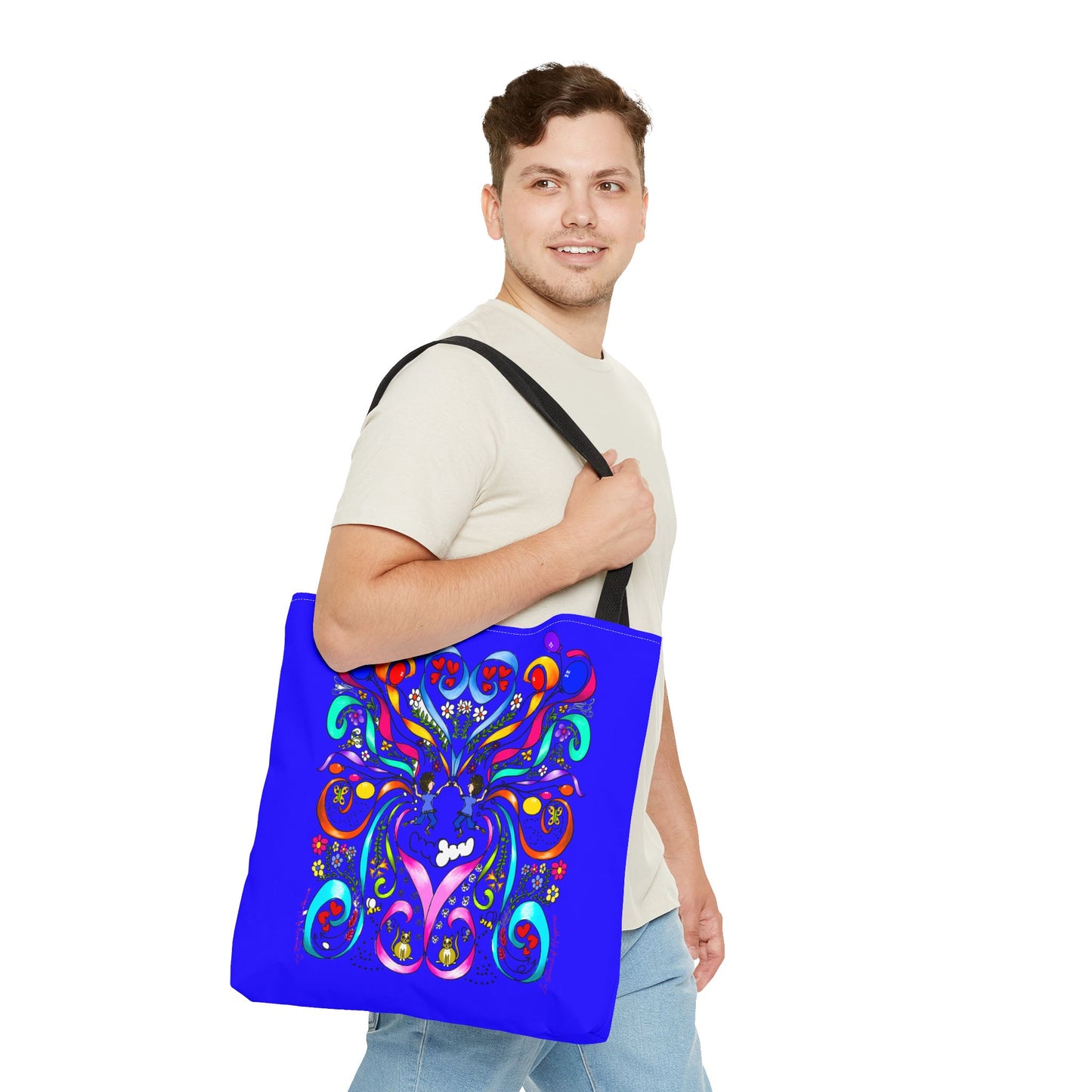 Vibrant Floral Tote Bag, Colorful Shopping Bag, Reusable Grocery Tote, Art Print Carry-All, Eco-Friendly Gift Bag