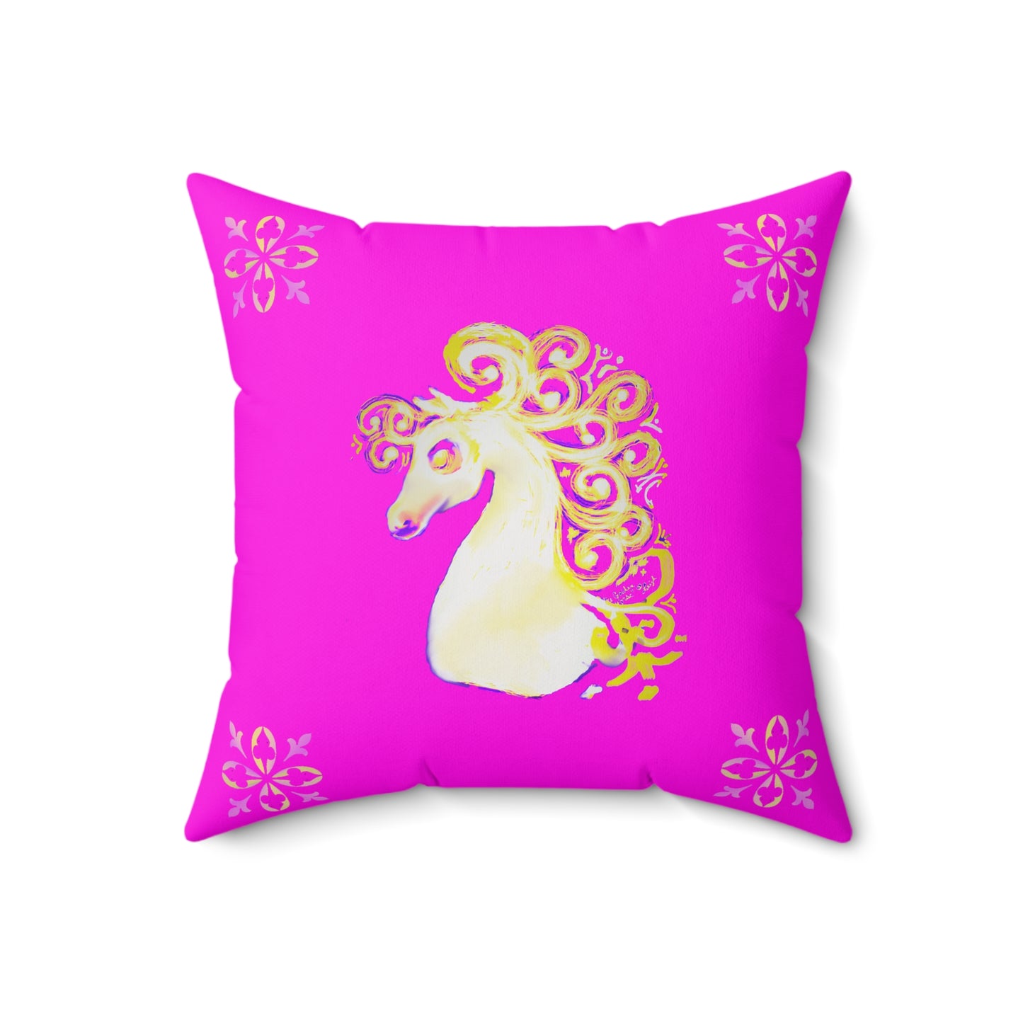 Storytime - Magical Horse Pink Square Pillow