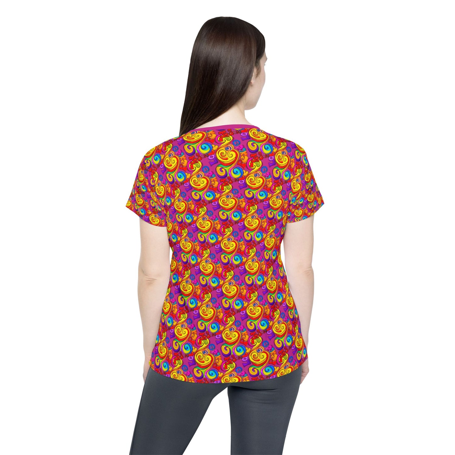 PEACE & LOVE - PINK Women's Sports Jersey (AOP)