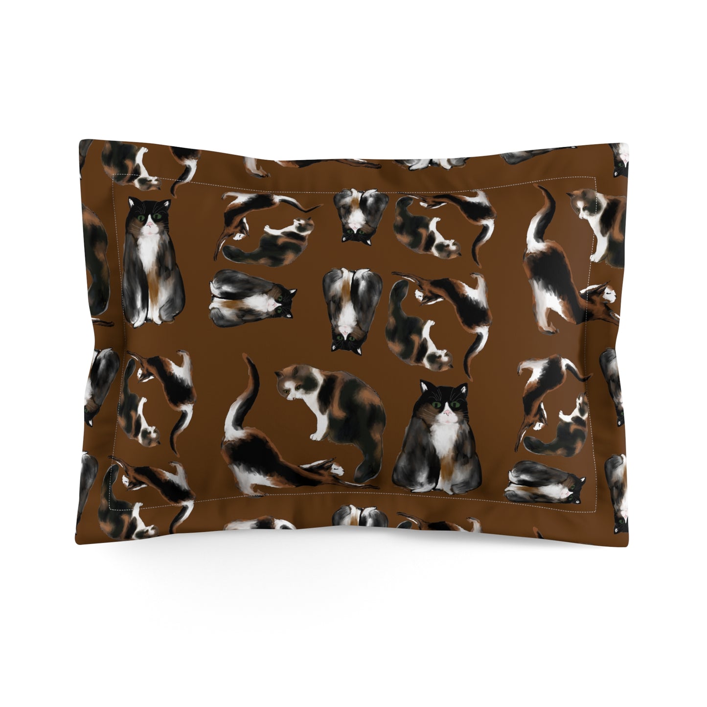 Scribble Cats - Microfiber Pillow Sham - Brown - 2 sizes