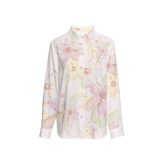 Women's Classic Long Sleeve Button-Up Shirt Silky-like Elegance