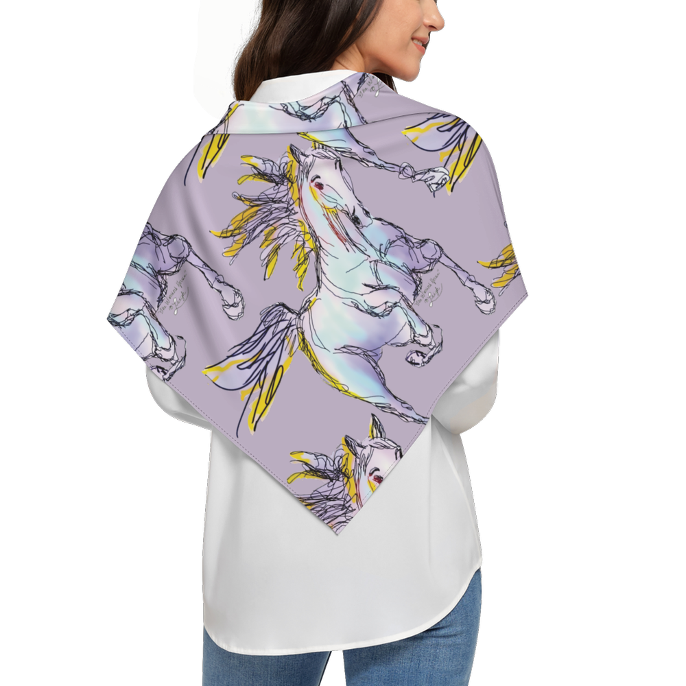 The Warrior's Horse - Mauve - Luxury Silky-like Square Scarf-Wrinkle-Free