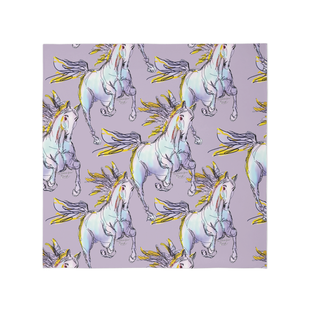 The Warrior's Horse - Mauve - Luxury Silky-like Square Scarf-Wrinkle-Free