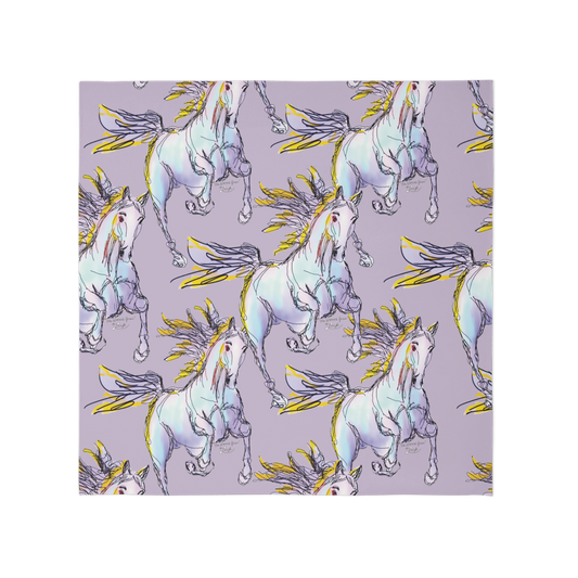 The Warrior's Horse - Mauve - Luxury Silky-like Square Scarf-Wrinkle-Free